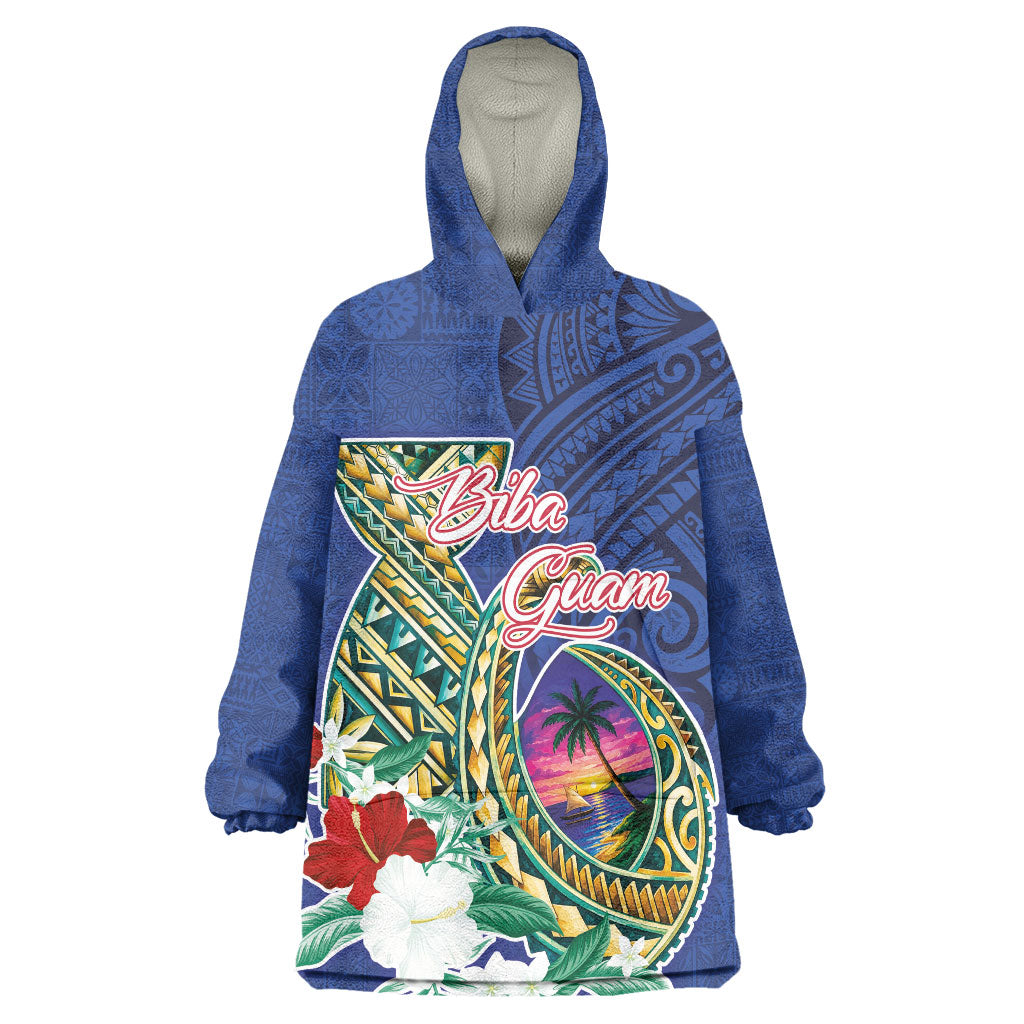Guam Chamorro Wearable Blanket Hoodie Tribal Latte Stone and Seal Artwork Polynesian Patterns