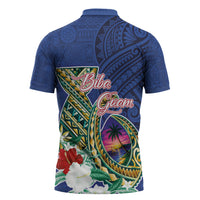 Guam Chamorro Zipper Polo Shirt Tribal Latte Stone and Seal Artwork Polynesian Patterns
