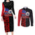 Personalised Samoa 685 Couples Matching Long Sleeve Bodycon Dress and Long Sleeve Button Shirt Siapo Pattern and Samoa Flag Design