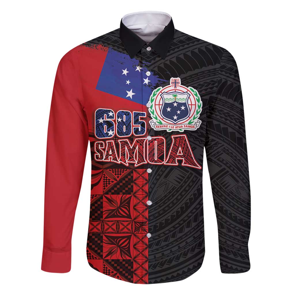 Personalised Samoa 685 Family Matching Long Sleeve Bodycon Dress and Hawaiian Shirt Siapo Pattern and Samoa Flag Design