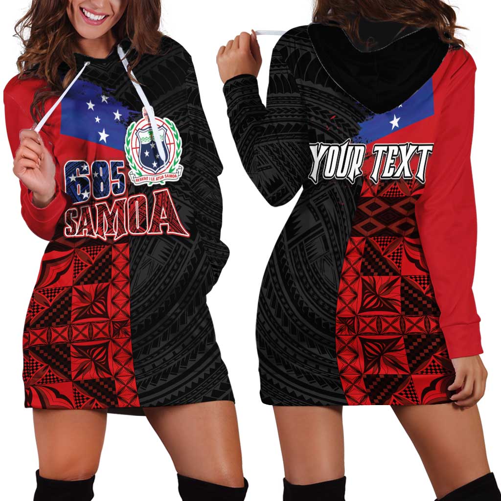 Personalised Samoa 685 Hoodie Dress Siapo Pattern and Samoa Flag Design