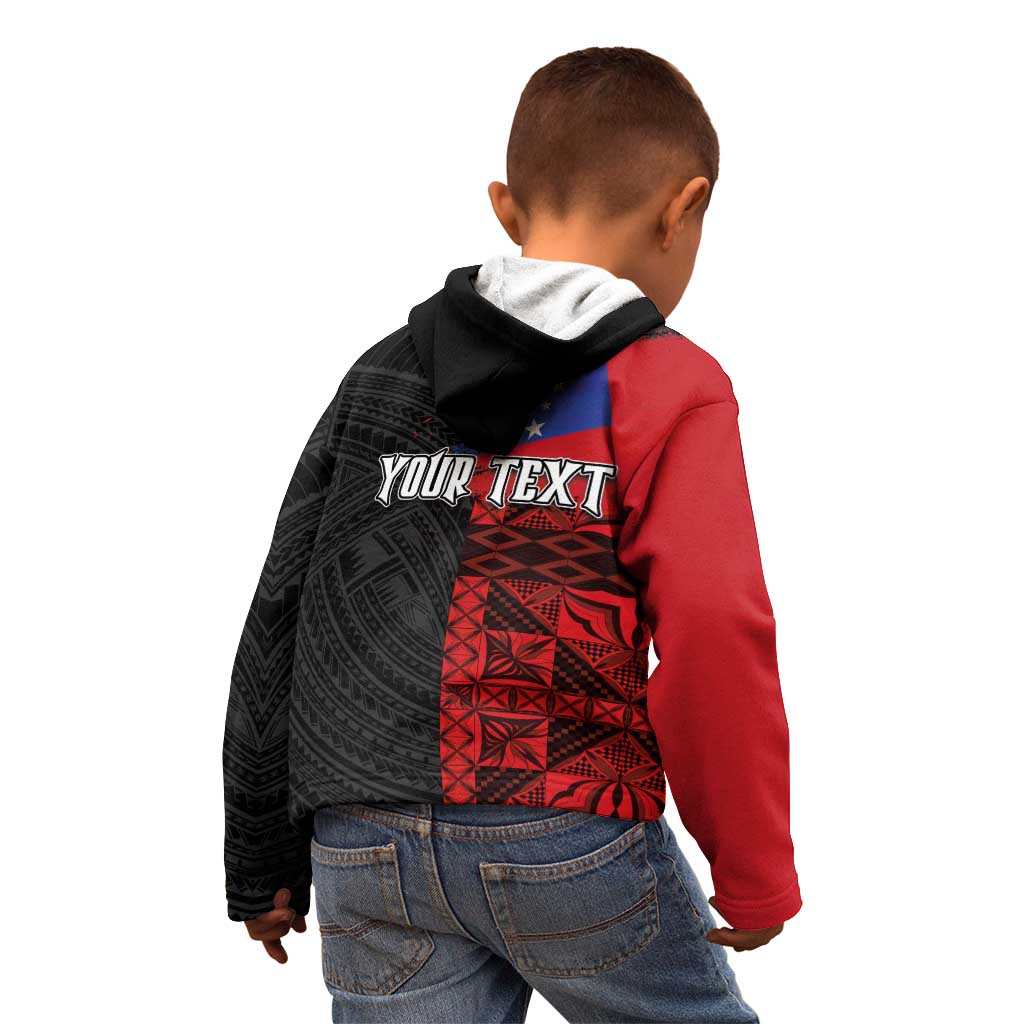 Personalised Samoa 685 Kid Hoodie Siapo Pattern and Samoa Flag Design