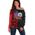 Personalised Samoa 685 Off Shoulder Sweater Siapo Pattern and Samoa Flag Design