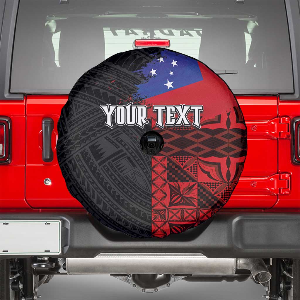Personalised Samoa 685 Spare Tire Cover Siapo Pattern and Samoa Flag Design
