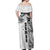 Samoa 685 Art Traditional Tattoo Pattern Off Shoulder Maxi Dress White Color