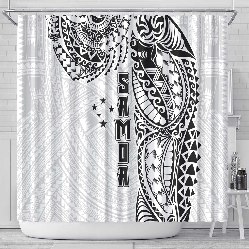 Samoa 685 Art Traditional Tattoo Pattern Shower Curtain White Color