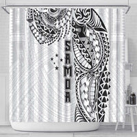 Samoa 685 Art Traditional Tattoo Pattern Shower Curtain White Color