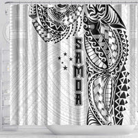 Samoa 685 Art Traditional Tattoo Pattern Shower Curtain White Color