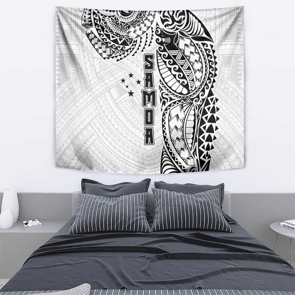 Samoa 685 Art Traditional Tattoo Pattern Tapestry White Color