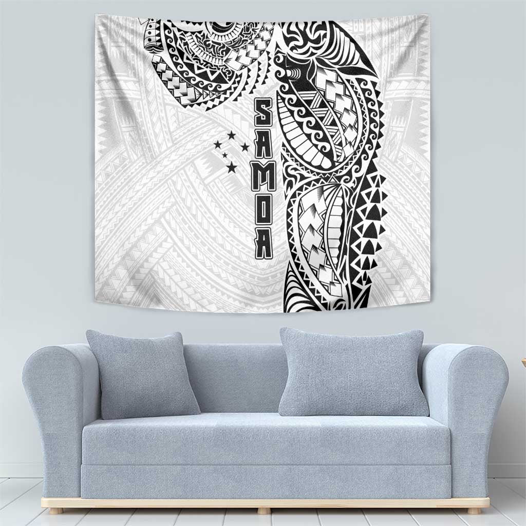 Samoa 685 Art Traditional Tattoo Pattern Tapestry White Color