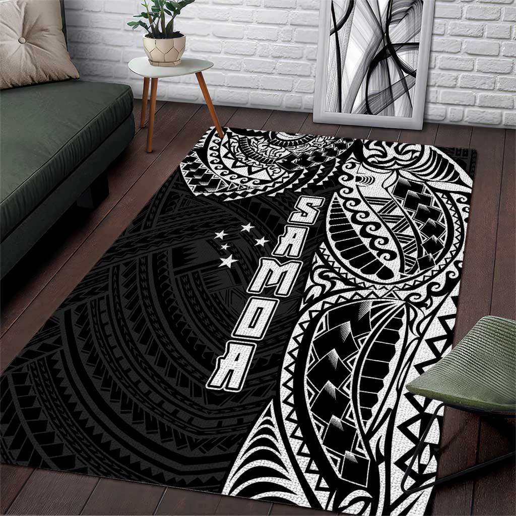 Samoa 685 Art Traditional Tattoo Pattern Area Rug Black Color