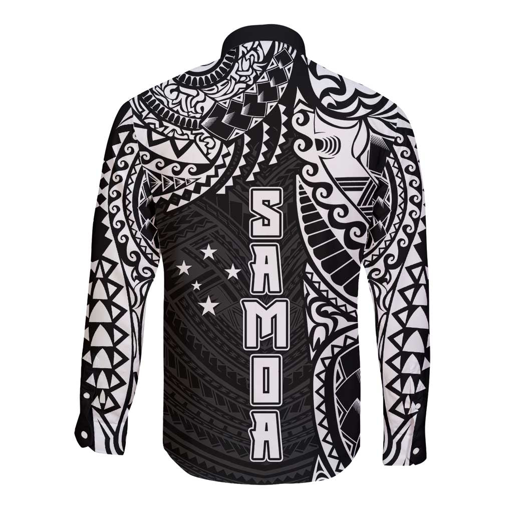 Samoa 685 Art Traditional Tattoo Pattern Long Sleeve Button Shirt Black Color LT03 - Polynesian Pride