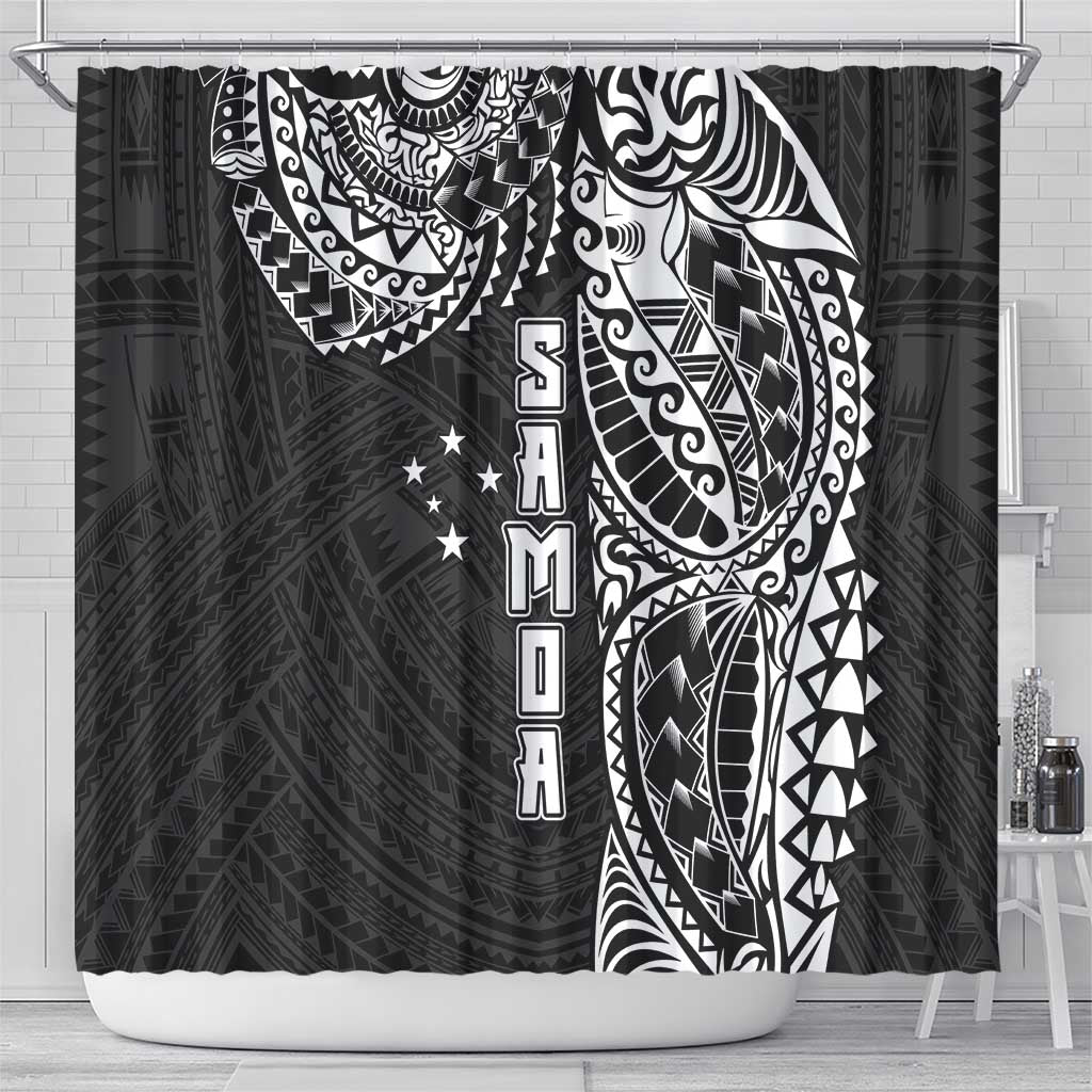 Samoa 685 Art Traditional Tattoo Pattern Shower Curtain Black Color