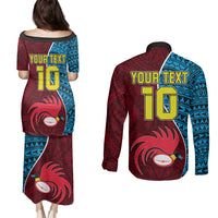 Custom Bintangor Goroka Lahanis Rugby Couples Matching Puletasi Dress and Long Sleeve Button Shirts Papua New Guinea Polynesian Tattoo LT03 - Polynesian Pride