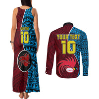 Custom Bintangor Goroka Lahanis Rugby Couples Matching Tank Maxi Dress and Long Sleeve Button Shirts Papua New Guinea Polynesian Tattoo LT03 - Polynesian Pride