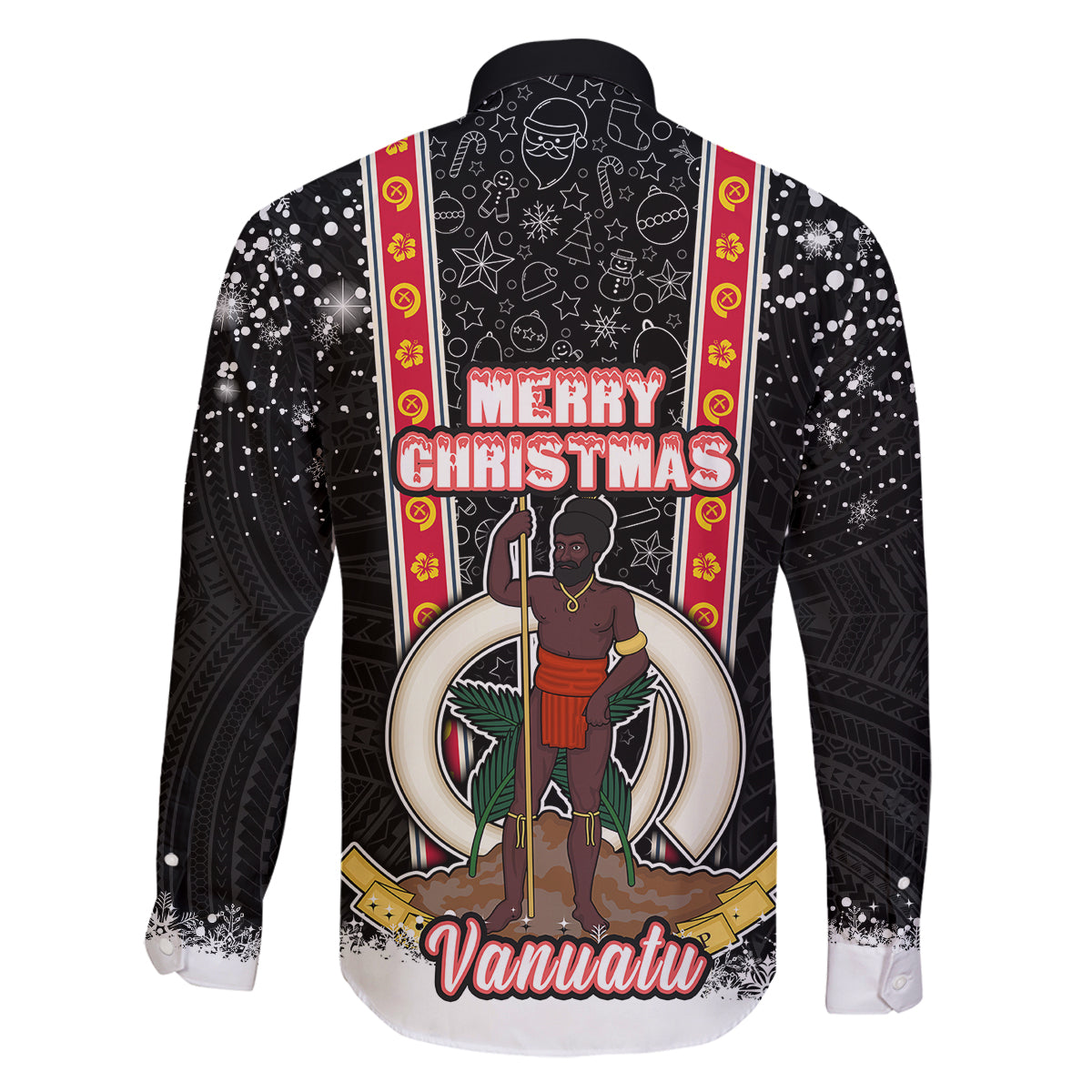 Vanuatu Christmas Family Matching Mermaid Dress and Hawaiian Shirt Polynesian Tribal Snow Style LT03 - Polynesian Pride