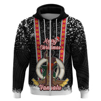 Vanuatu Christmas Hoodie Polynesian Tribal Snow Style LT03 Zip Hoodie Black - Polynesian Pride