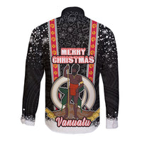 Vanuatu Christmas Long Sleeve Button Shirt Polynesian Tribal Snow Style LT03 - Polynesian Pride