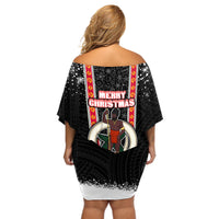 Vanuatu Christmas Off Shoulder Short Dress Polynesian Tribal Snow Style LT03 - Polynesian Pride