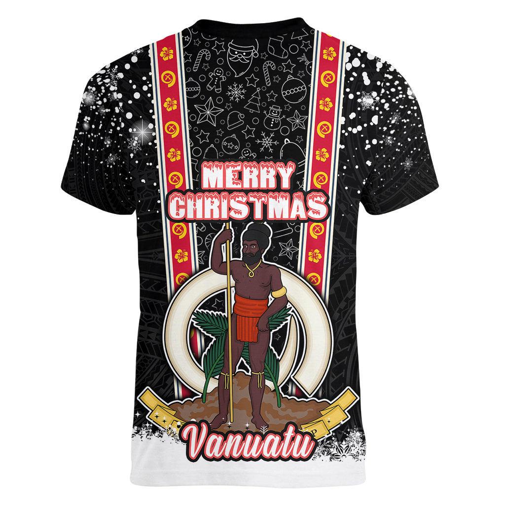 Vanuatu Christmas Women V Neck T Shirt Polynesian Tribal Snow Style LT03 - Polynesian Pride