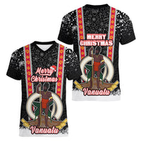Vanuatu Christmas Women V Neck T Shirt Polynesian Tribal Snow Style LT03 - Polynesian Pride