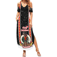 Personalised Vanuatu Christmas Summer Maxi Dress Polynesian Tribal Snow Style LT03 Women Black - Polynesian Pride