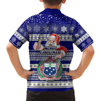 Samoa Christmas Kid Hawaiian Shirt The Santa Coat of Arms with Samoa Bracelet Pattern LT03 - Polynesian Pride