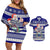 Custom Samoa Christmas Couples Matching Off Shoulder Short Dress and Hawaiian Shirt The Santa Coat of Arms with Samoa Bracelet Pattern LT03 Blue - Polynesian Pride