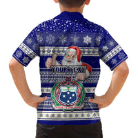 Custom Samoa Christmas Family Matching Off Shoulder Short Dress and Hawaiian Shirt The Santa Coat of Arms with Samoa Bracelet Pattern LT03 - Polynesian Pride
