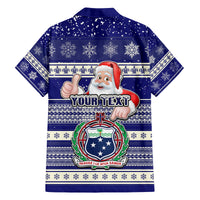 Custom Samoa Christmas Family Matching Off Shoulder Short Dress and Hawaiian Shirt The Santa Coat of Arms with Samoa Bracelet Pattern LT03 - Polynesian Pride