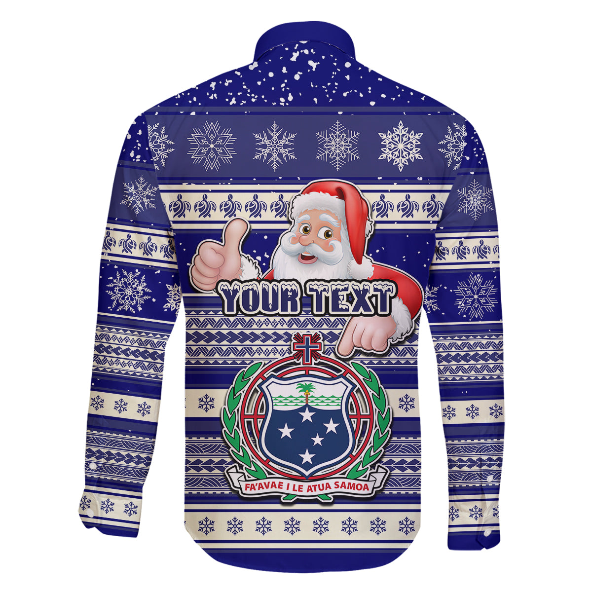 Custom Samoa Christmas Family Matching Off Shoulder Short Dress and Hawaiian Shirt The Santa Coat of Arms with Samoa Bracelet Pattern LT03 - Polynesian Pride