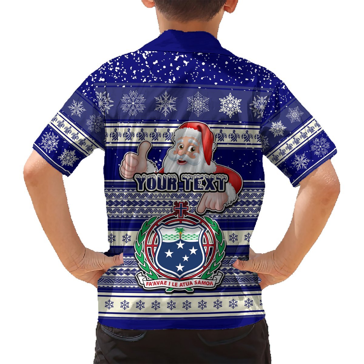 Custom Samoa Christmas Hawaiian Shirt The Santa Coat of Arms with Samoa Bracelet Pattern LT03 - Polynesian Pride