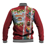 New Zealand Merry Christmas Baseball Jacket Maori Animals, Koru Tattoo - Red Xmas Style LT03 - Polynesian Pride