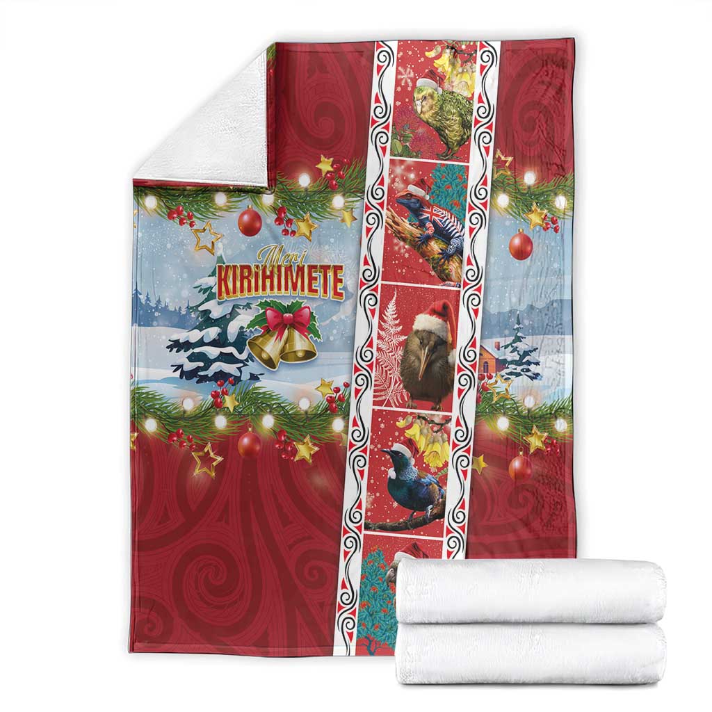 New Zealand Merry Christmas Blanket Maori Animals, Koru Tattoo - Red Xmas Style