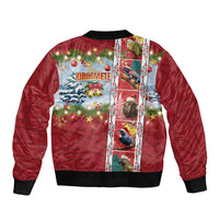 New Zealand Merry Christmas Bomber Jacket Maori Animals, Koru Tattoo - Red Xmas Style