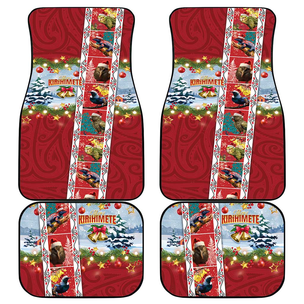 New Zealand Merry Christmas Car Mats Maori Animals, Koru Tattoo - Red Xmas Style