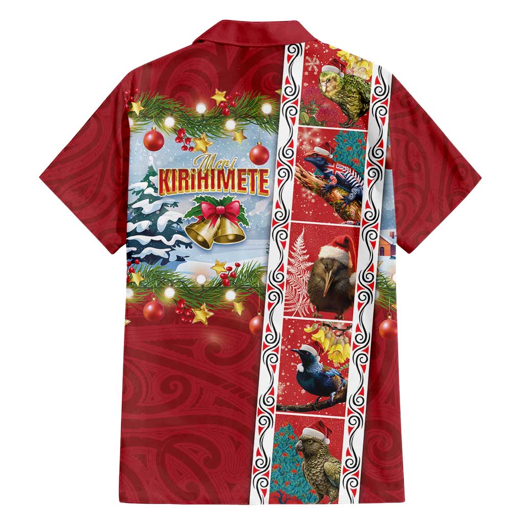 New Zealand Merry Christmas Family Matching Long Sleeve Bodycon Dress and Hawaiian Shirt Maori Animals, Koru Tattoo - Red Xmas Style LT03 - Polynesian Pride