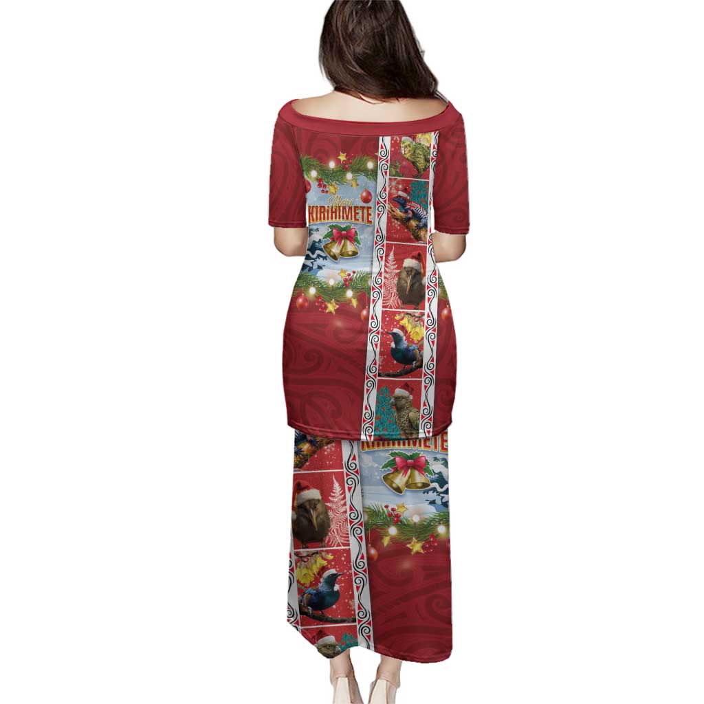 New Zealand Merry Christmas Family Matching Puletasi and Hawaiian Shirt Maori Animals, Koru Tattoo - Red Xmas Style LT03 - Polynesian Pride