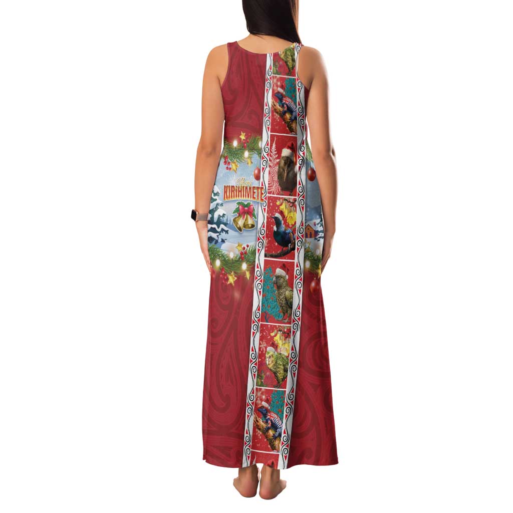 New Zealand Merry Christmas Family Matching Tank Maxi Dress and Hawaiian Shirt Maori Animals, Koru Tattoo - Red Xmas Style LT03 - Polynesian Pride