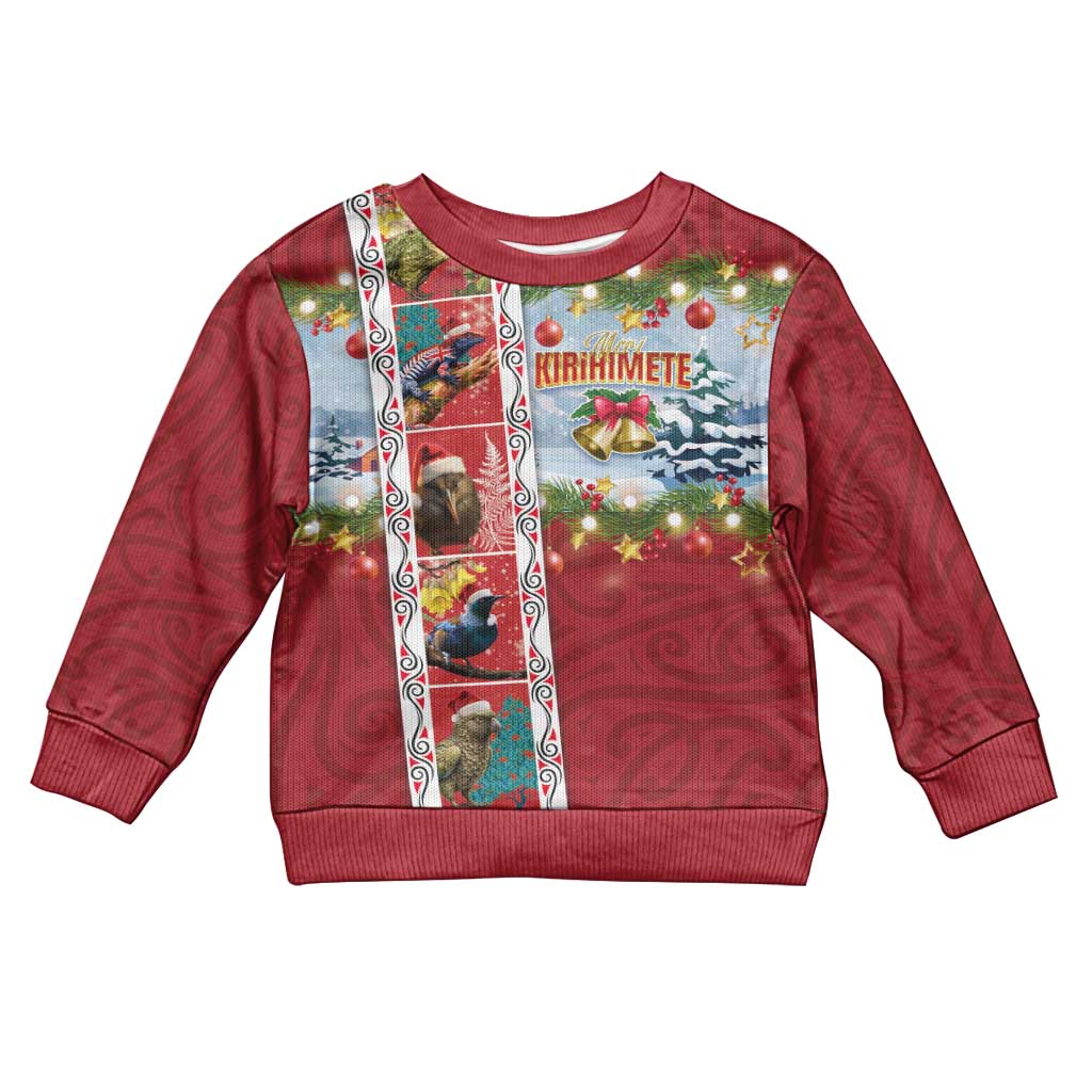 New Zealand Merry Christmas Kid Ugly Christmas Sweater Maori Animals, Koru Tattoo - Red Xmas Style