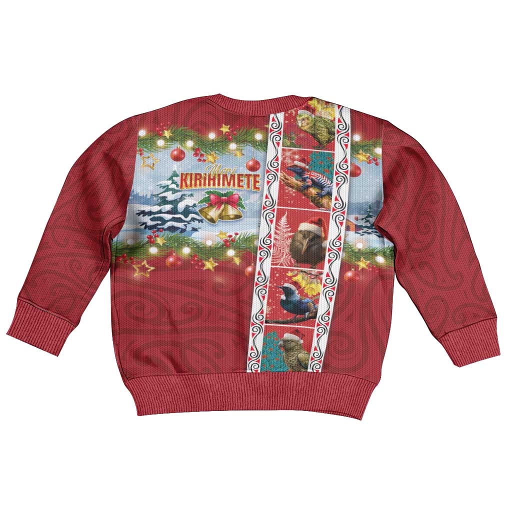 New Zealand Merry Christmas Kid Ugly Christmas Sweater Maori Animals, Koru Tattoo - Red Xmas Style