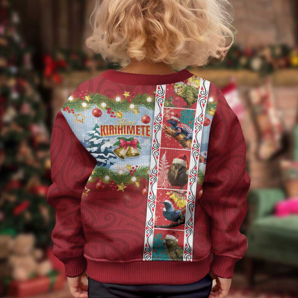 New Zealand Merry Christmas Kid Ugly Christmas Sweater Maori Animals, Koru Tattoo - Red Xmas Style