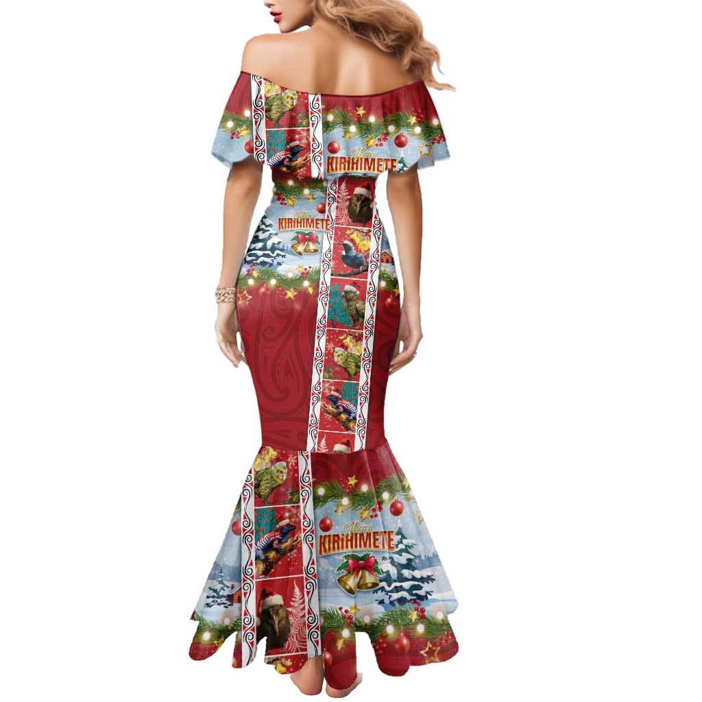 New Zealand Merry Christmas Mermaid Dress Maori Animals, Koru Tattoo - Red Xmas Style