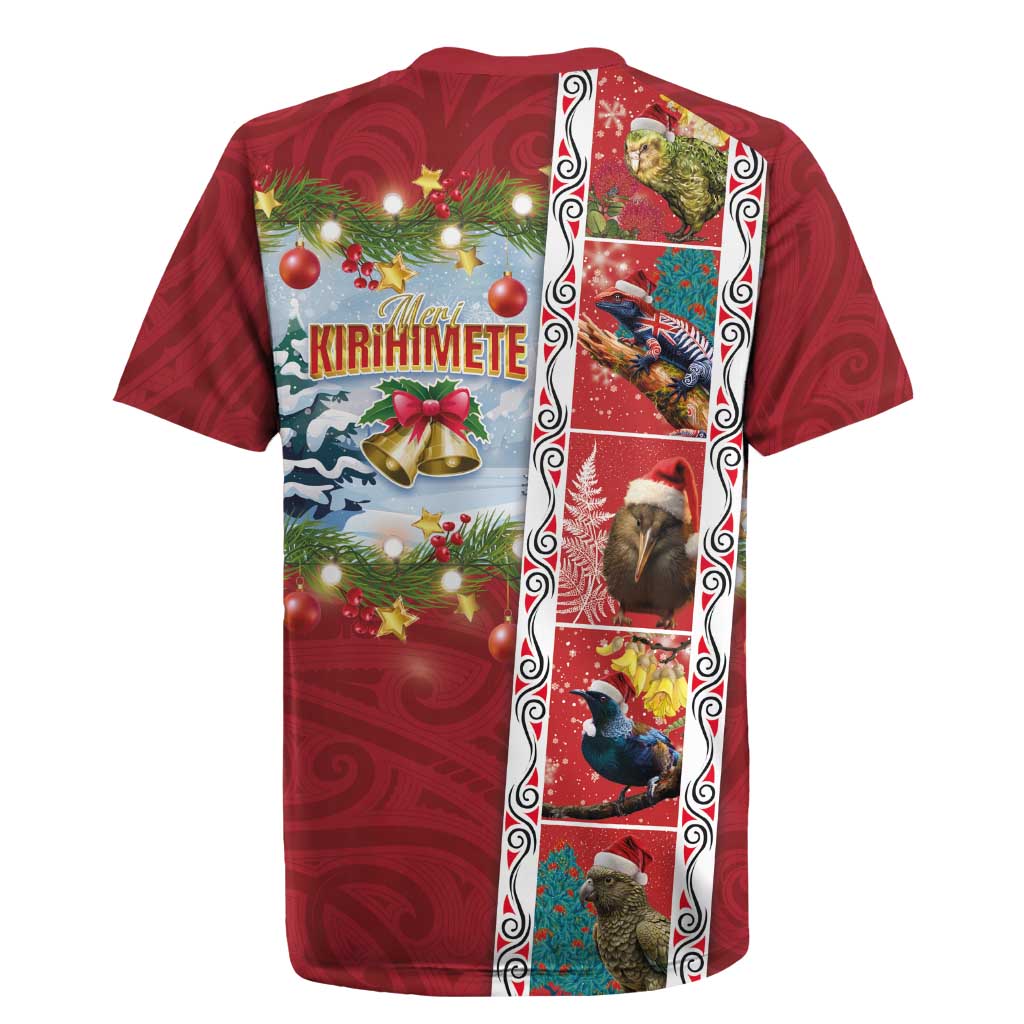 New Zealand Merry Christmas Rugby Jersey Maori Animals, Koru Tattoo - Red Xmas Style LT03 - Polynesian Pride