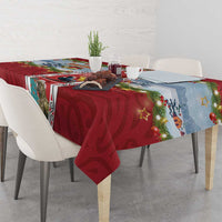 New Zealand Merry Christmas Tablecloth Maori Animals, Koru Tattoo - Red Xmas Style LT03 - Polynesian Pride
