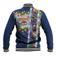 New Zealand Merry Christmas Baseball Jacket Maori Animals, Koru Tattoo - Blue Xmas Style LT03 - Polynesian Pride