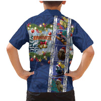 New Zealand Merry Christmas Family Matching Mermaid Dress and Hawaiian Shirt Maori Animals, Koru Tattoo - Blue Xmas Style LT03 - Polynesian Pride