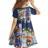 New Zealand Merry Christmas Family Matching Short Sleeve Bodycon Dress and Hawaiian Shirt Maori Animals, Koru Tattoo - Blue Xmas Style LT03 - Polynesian Pride