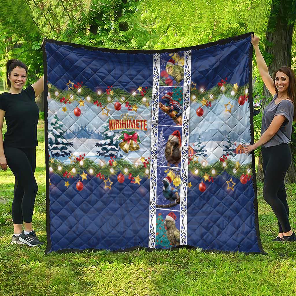 New Zealand Merry Christmas Quilt Maori Animals, Koru Tattoo - Blue Xmas Style LT03 - Polynesian Pride