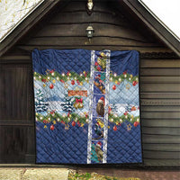 New Zealand Merry Christmas Quilt Maori Animals, Koru Tattoo - Blue Xmas Style LT03 - Polynesian Pride